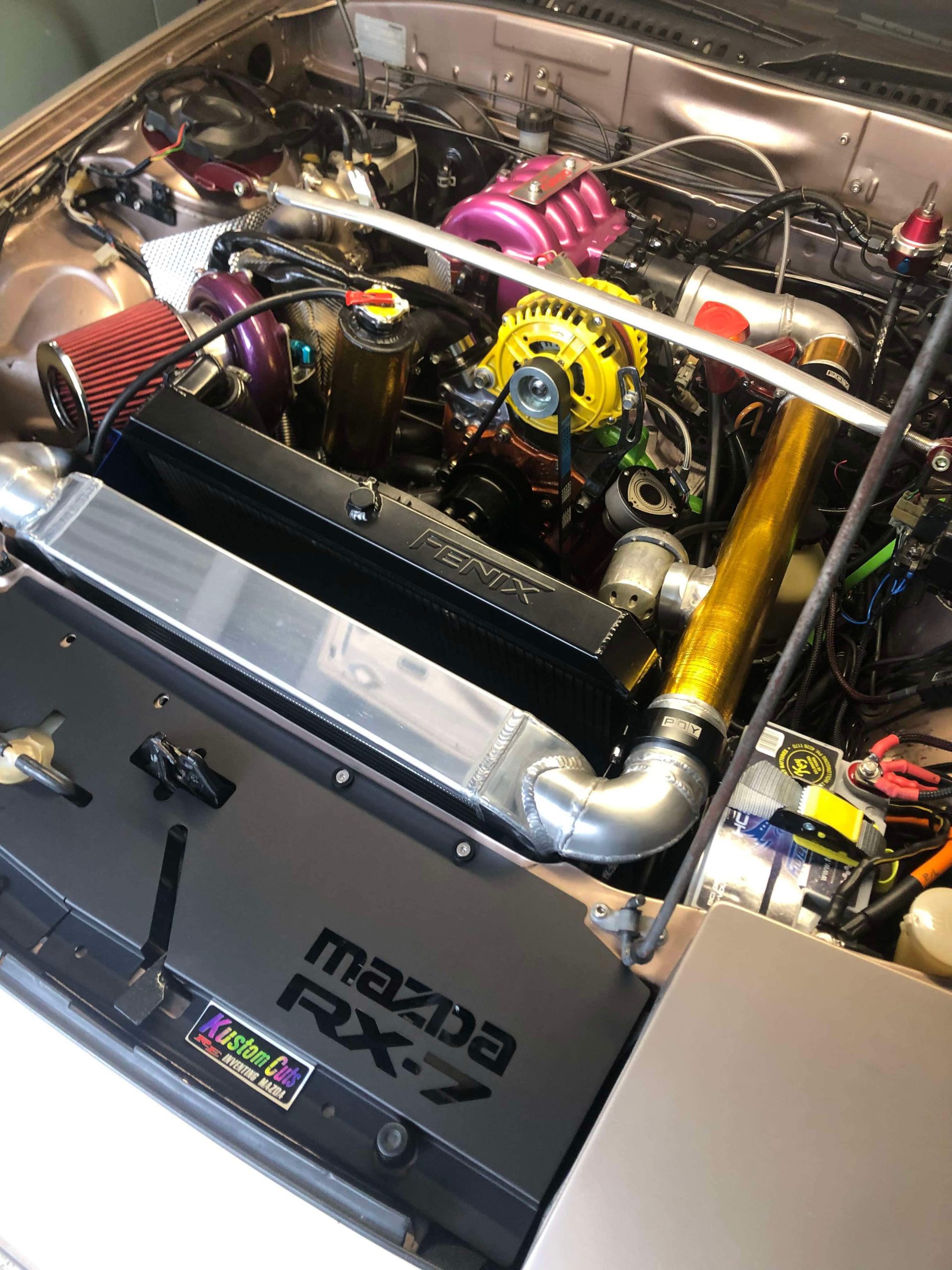Rx7 FC Cooling Panel with O/Flow – BLACK – Kustom Cuts