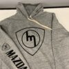 Grey Hoodie Large Black Front Print