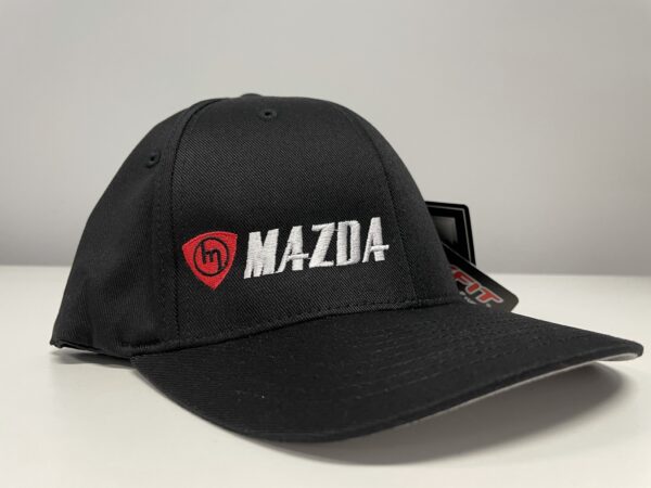 Black Curved Flexfit with Red M & White MAZDA