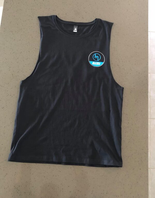 Blue M inside Hoop - Black singlet