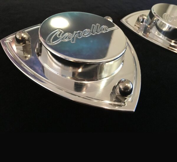 Capella engraved Rx2 billet alloy polished Strut tops