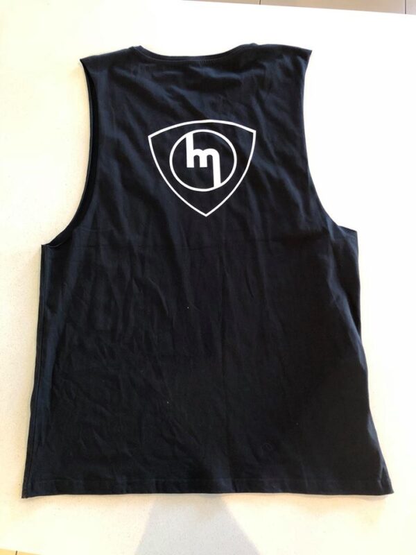 White M Rear - Black Singlet
