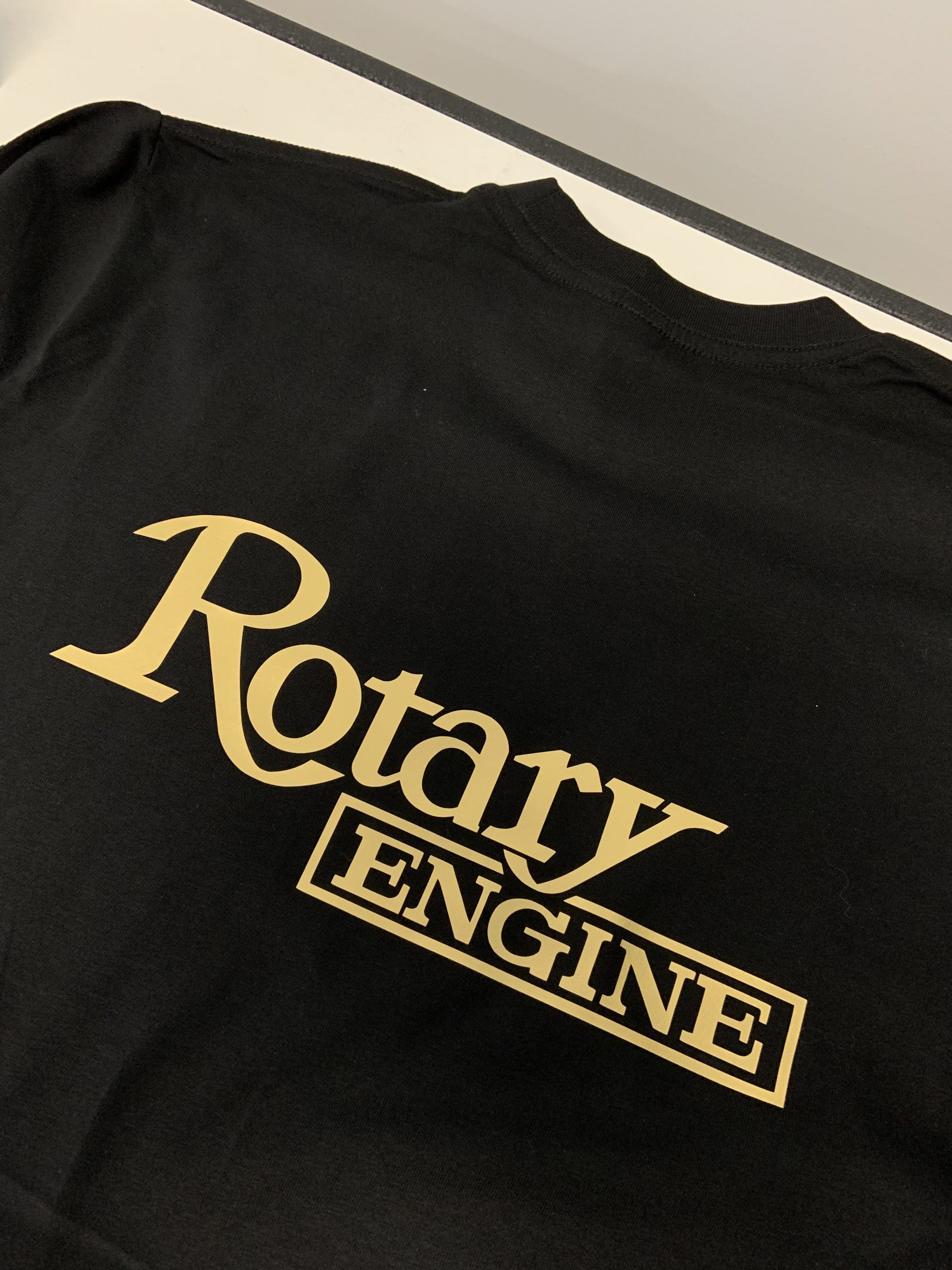 Black Tee - Gold Rotary Engine logo