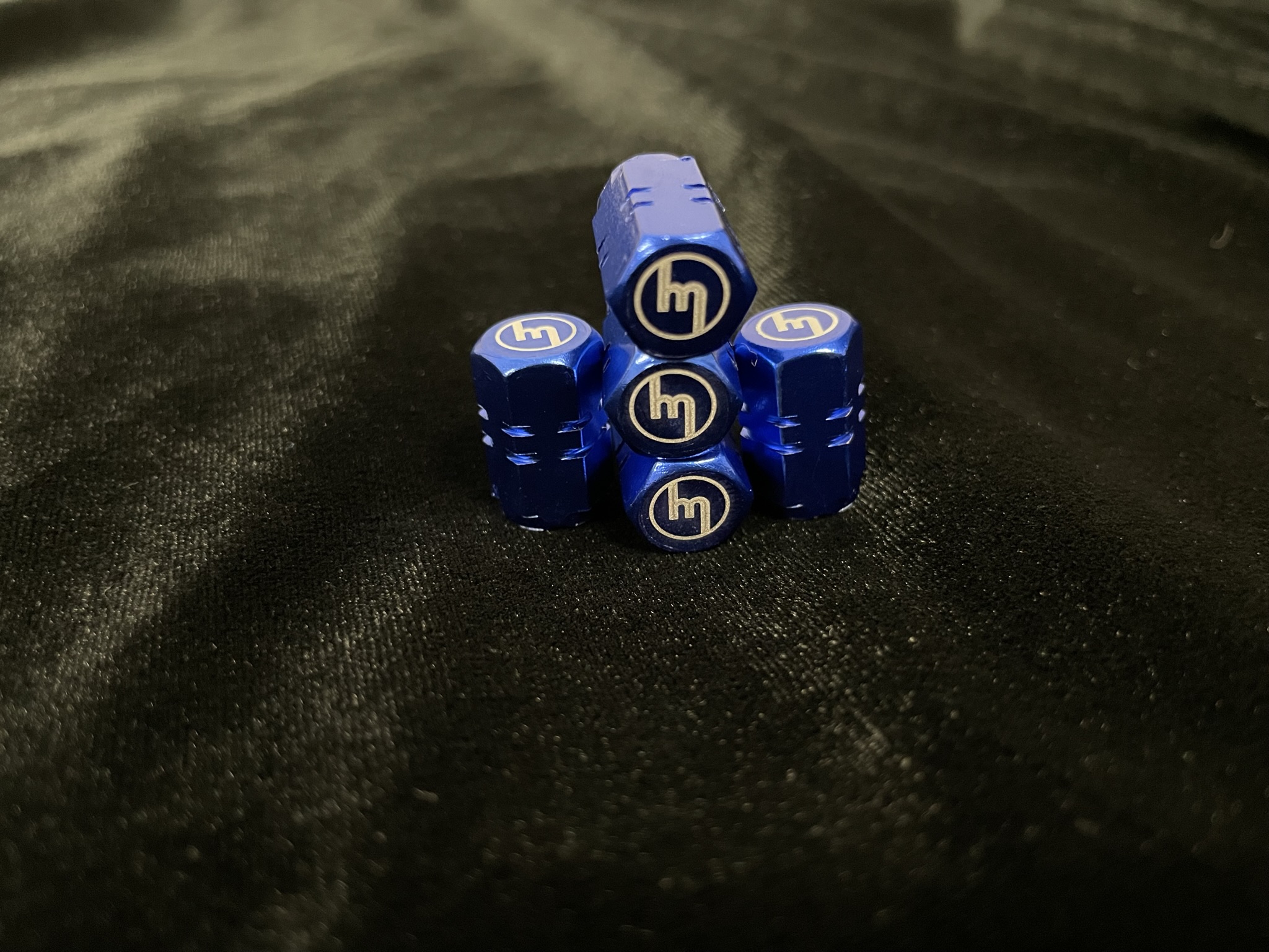 Blue Valve Caps - M logo