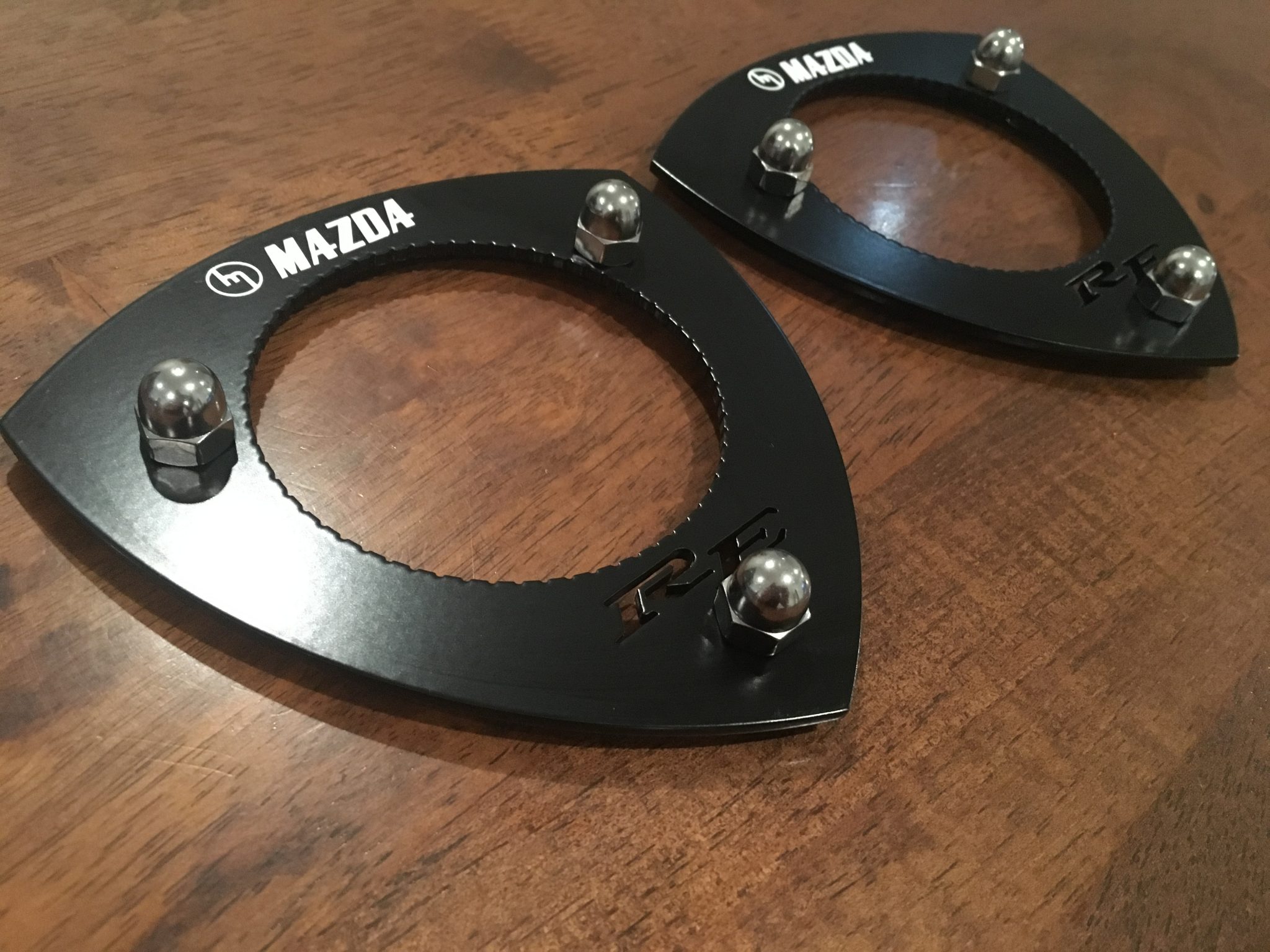 Rx2 / Capella Black Stainless Strut Tops - RE & White Mazda