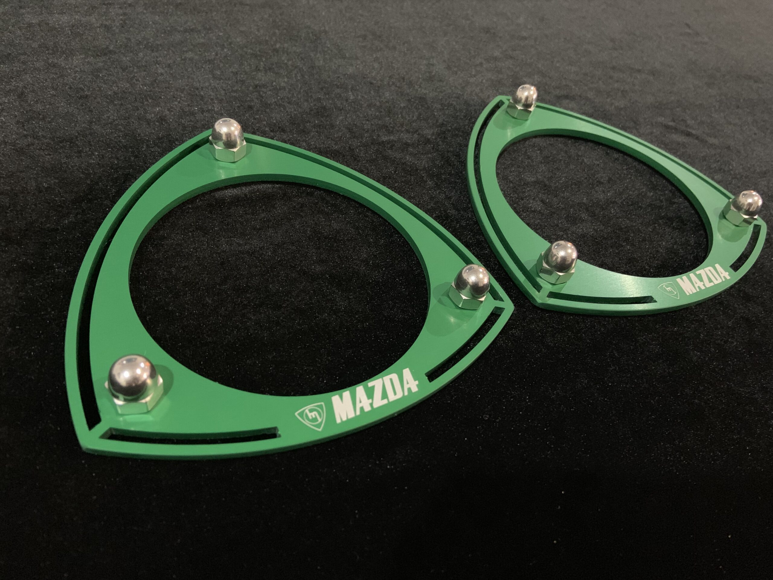 Rx3/808/323 Green Alloy Strut Tops - M MAZDA engraved
