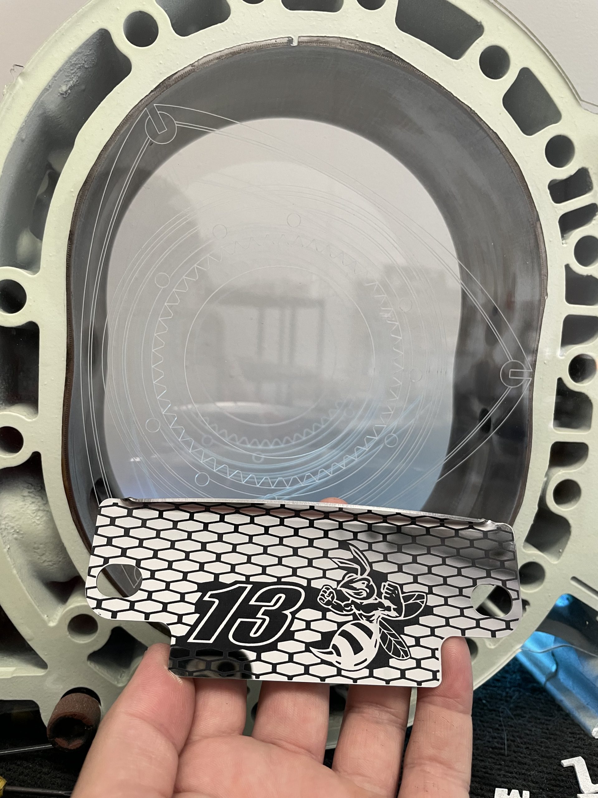 13BEE Honeycomb Polished SS Flywheel Cover 2 Bolt