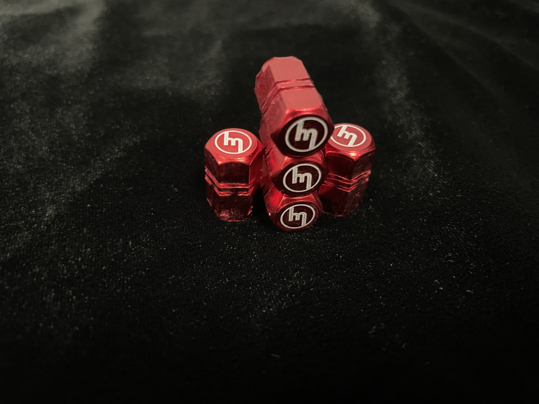 Red Valve Caps - M logo
