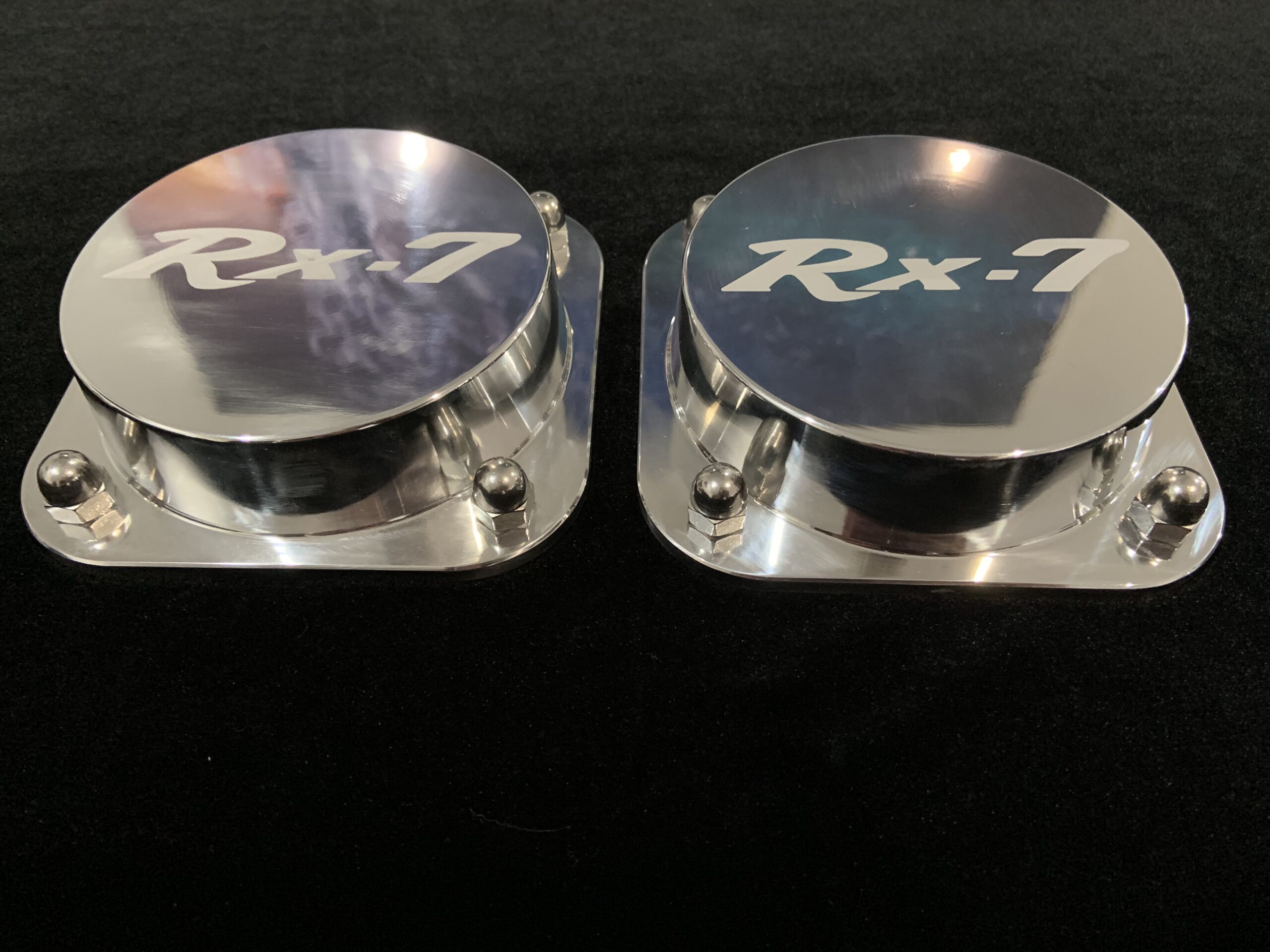 Rx7 Gen 1 Billet Alloy Polished Strut Tops - RX7 etched