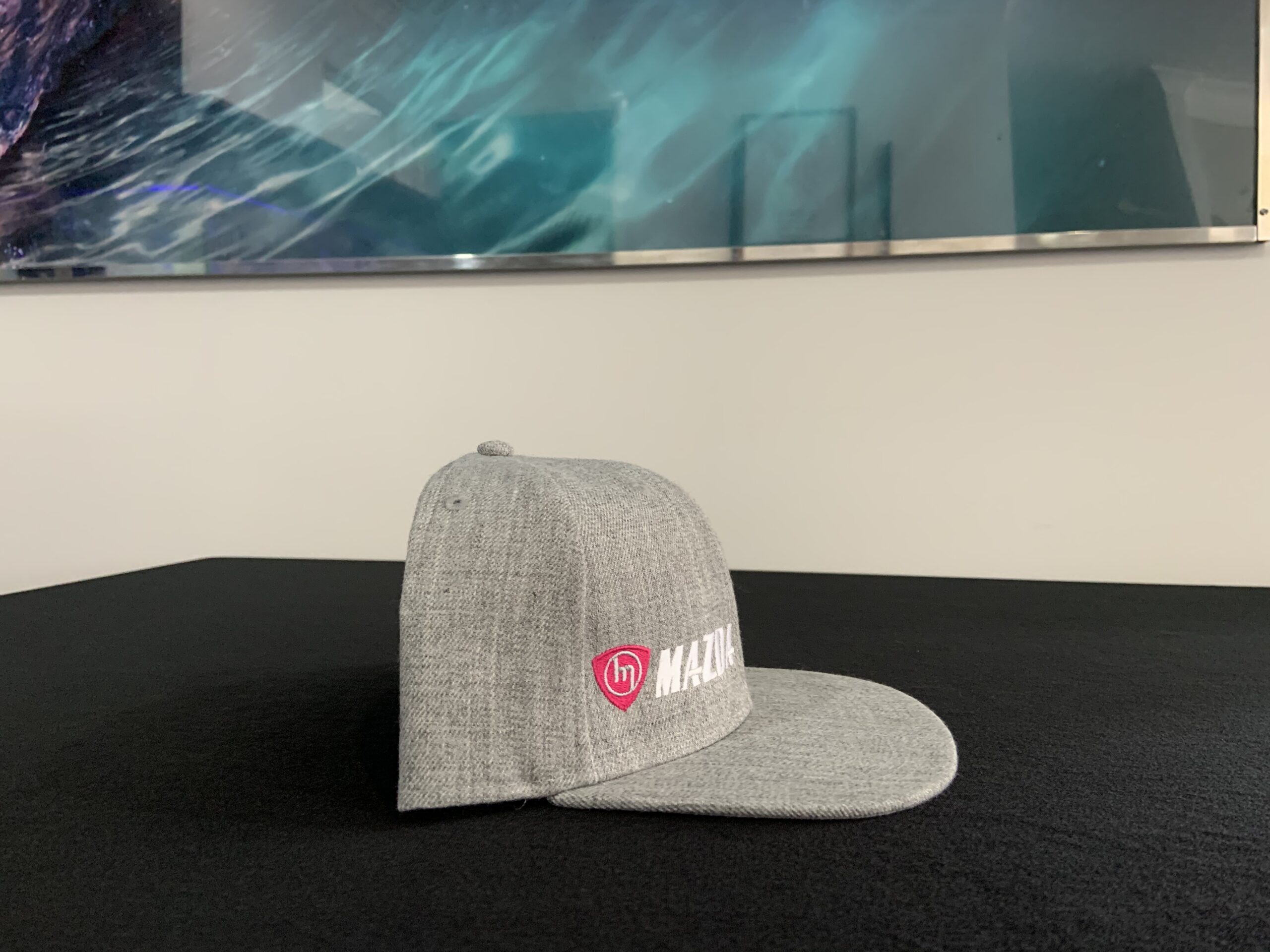 Grey SnapBack with Pink M logo