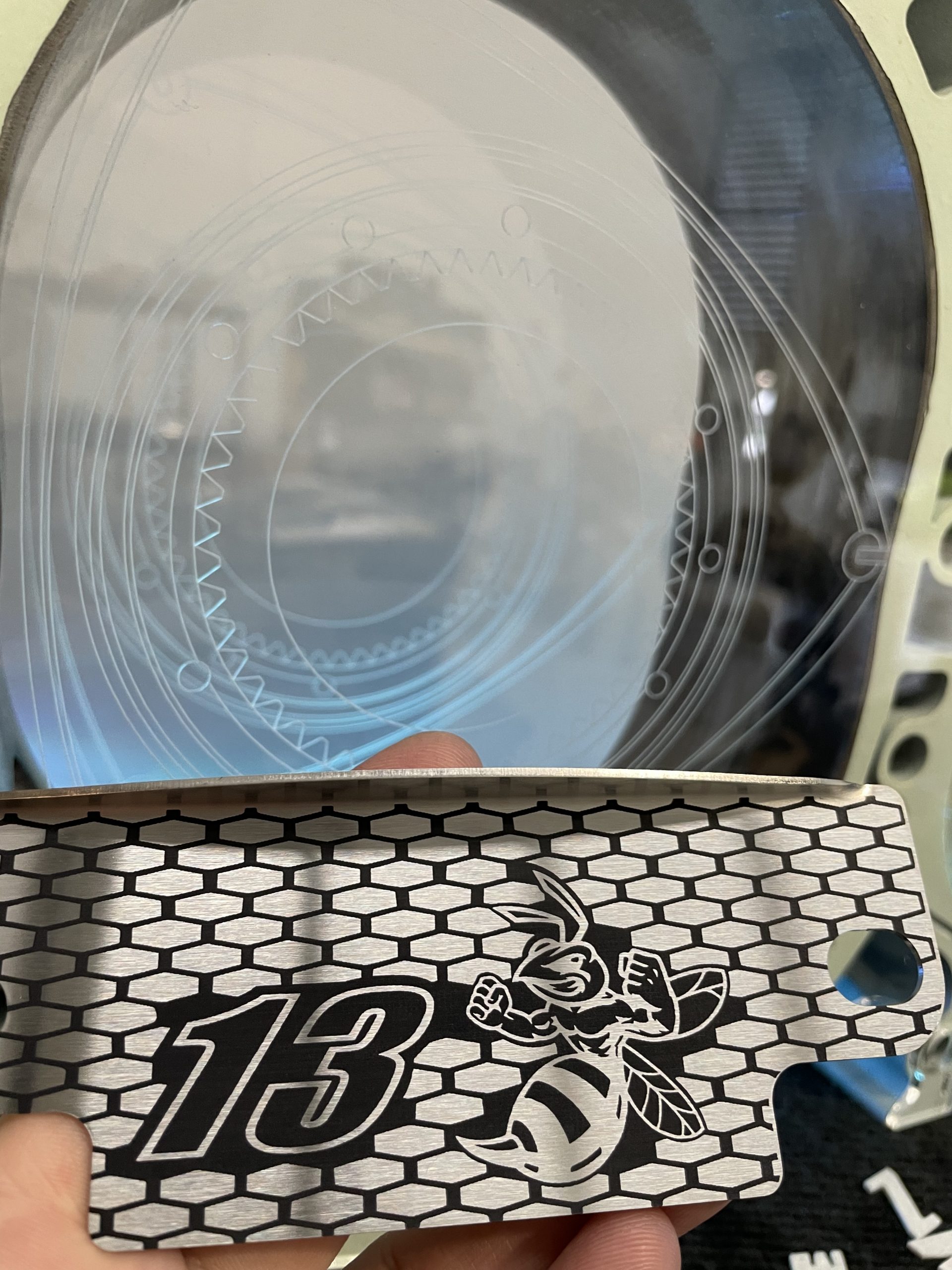 13BEE Honeycomb Flywheel Cover Brushed SS 2 Bolt