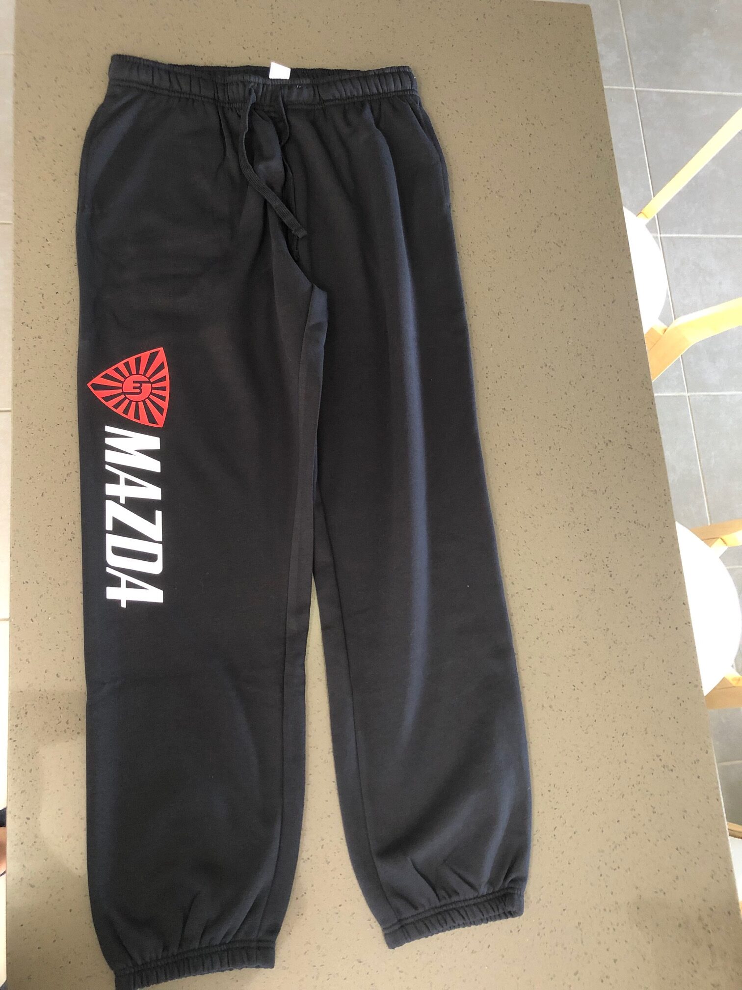 Black Mazda Trackies with Red Rising Sun