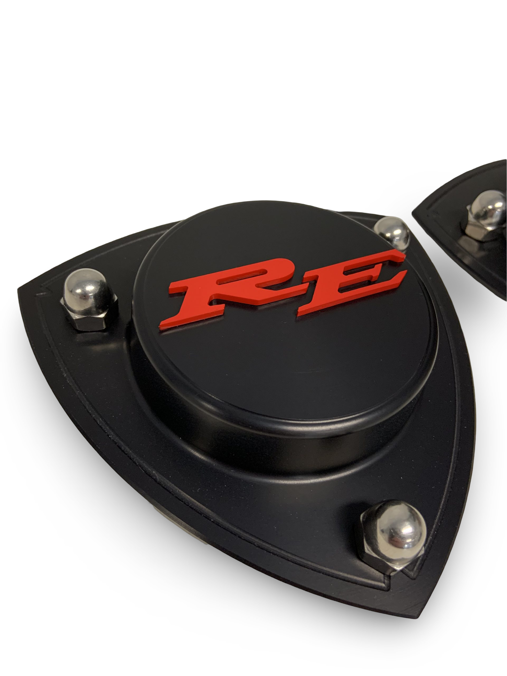 Rx2 Black Billet Strut Tops with red RE