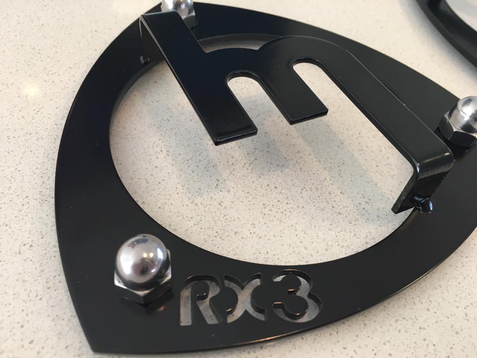 Black Rx3 Strut Top with Raised M