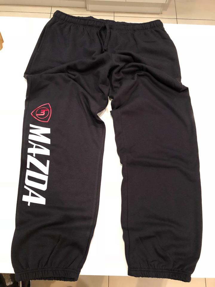 Black Trackpants with Red M White Mazda