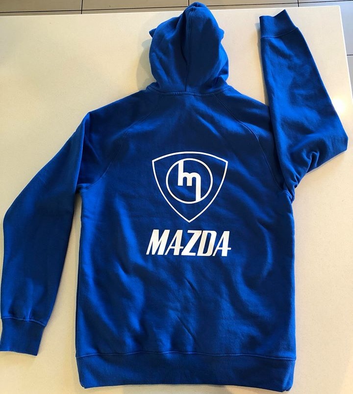 Blue Hoodie - White M Mazda