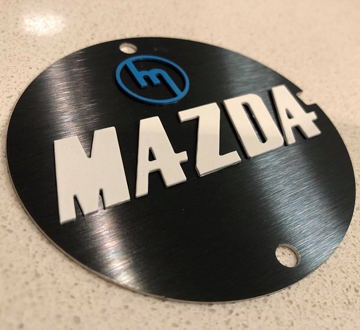 Blue M White Mazda black cas