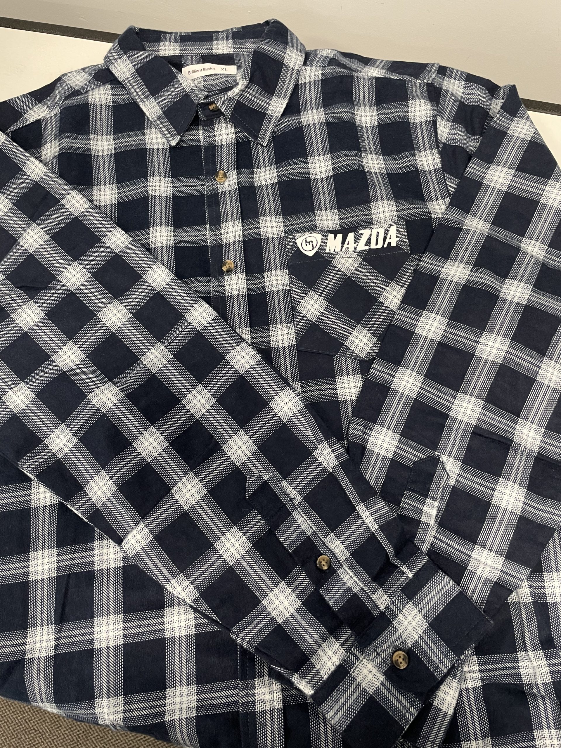 Navy Blue - White Flannette - White Mazda