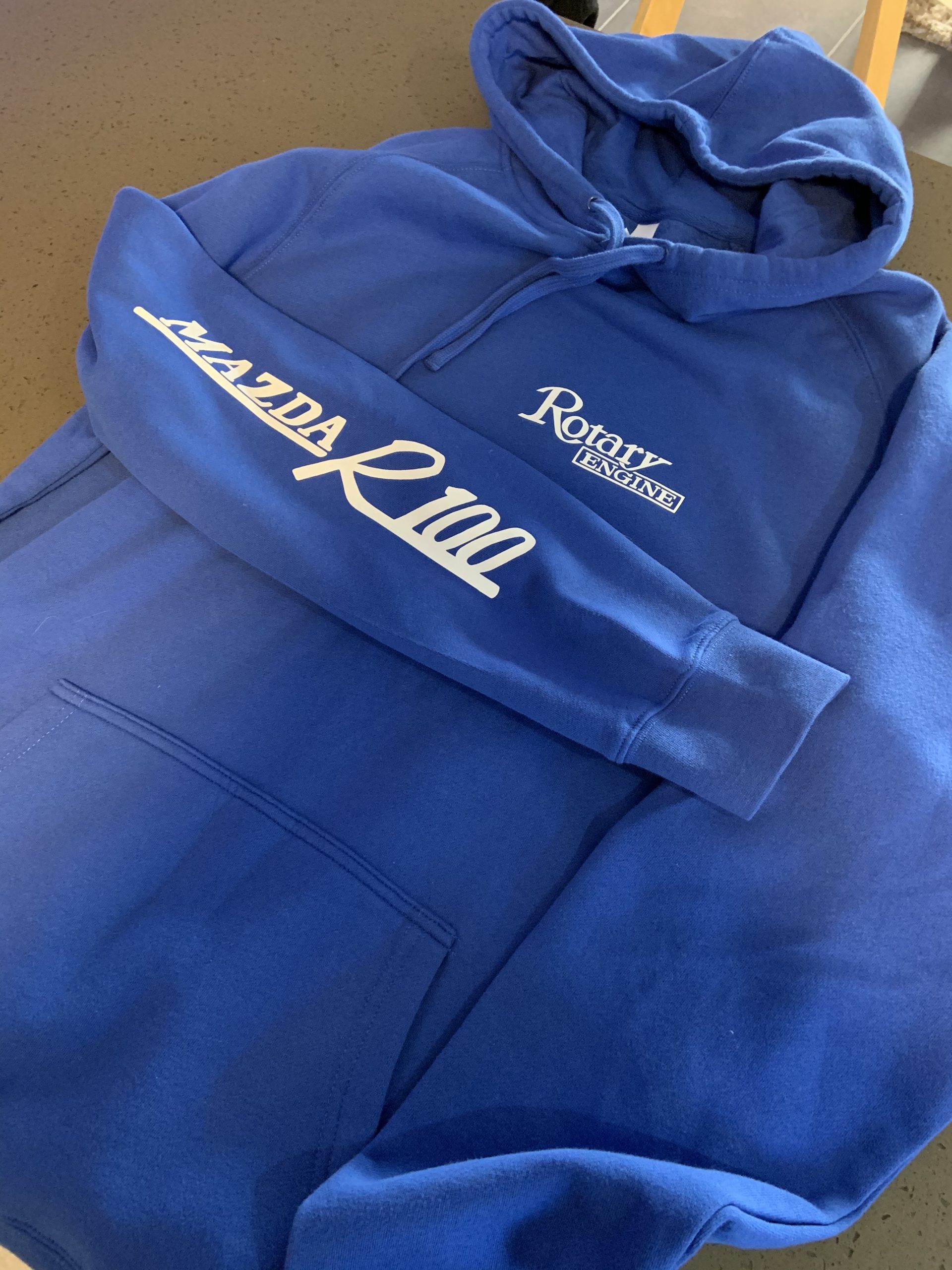 Blue R100 Hoodie with Rotary Engine