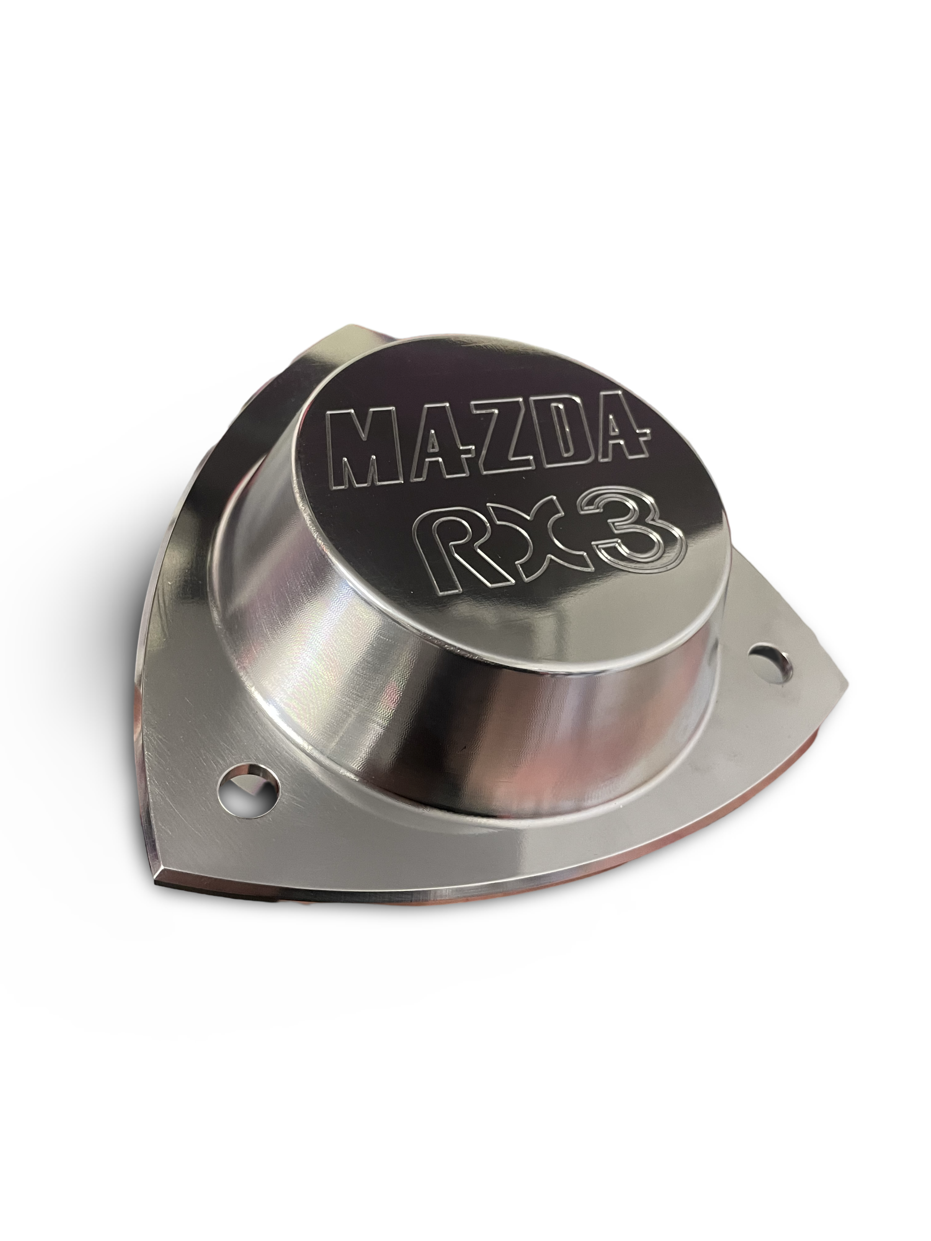 Polished MAZDA Rx3 Billet Alloy strut tops