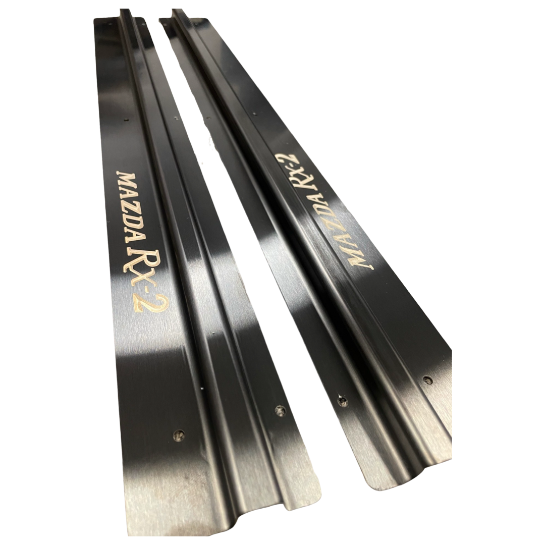 Rx2 Coupe Black Stainless Scuff Plates - Engraved