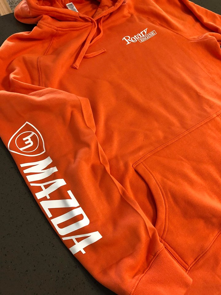 Orange Hoodie - White Rotary Engine M Mazda