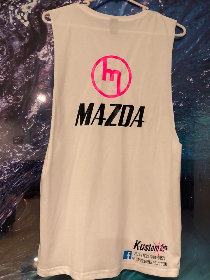 Pink M Mazda - White singlet