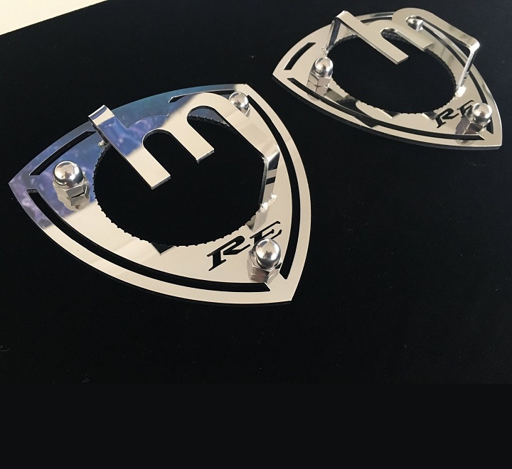 Polished Stainless Steel Rx2 strut tops with Raised M