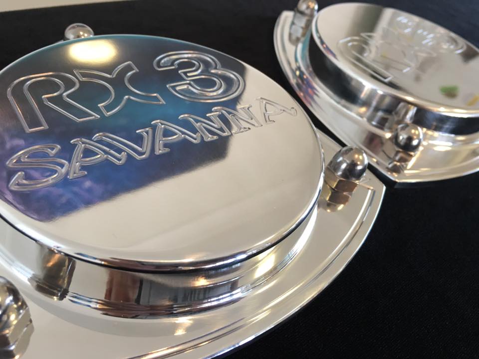 Polished billet alloy Savanna Rx3 engraved Strut Top