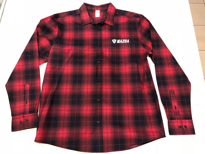 Red / Black Flannette - White Mazda