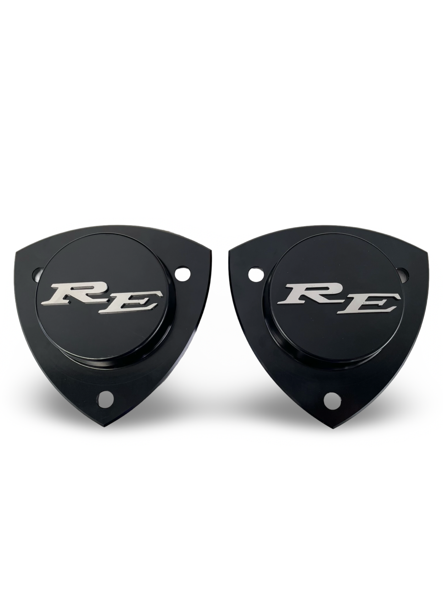 Black Billet Alloy Rx2 Strut Top with RE raised Polished